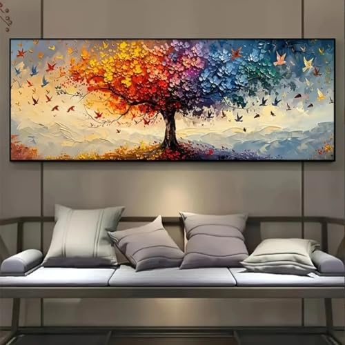 XBTYKPB Große Bilder mit Lebensbaum-Motiv, Leinwand-Kunstdruck und Poster, geometrische Küche, klassische Wanddekoration für Wohnzimmer, 60 x 180 cm, rahmenlos
