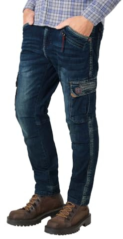 Timezone Herren Cargo Jeans Regular ROGERTZ - Regular Fit - Mid Waist - Blau