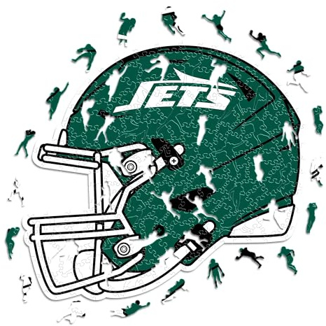 Iconic Puzzles – Helm New York Jets, offiziell Lizenziertes NFL-Holzpuzzle, 100% nachhaltig, Geschenk für Erwachsene und Kinder, Größe L, 500 Teile