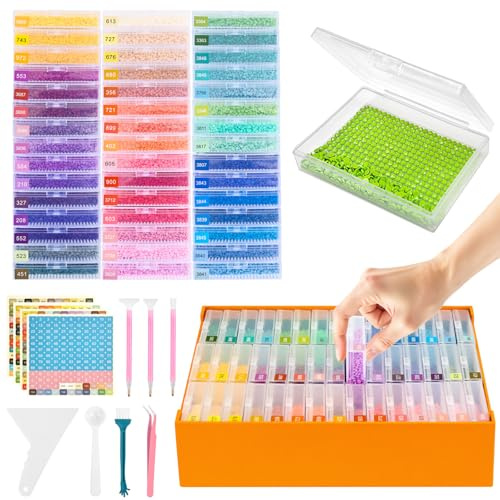 45 Stück Diamond Painting Aufbewahrung Boxes Schiffchen mit Deckel, 2-in-1 Diamond Painting Zubehör Boxen 2-in-1 für Diamanten,Perlen,Strasssteine,DIY Kunst Handwerk (Nicht enthalten Diamanten)