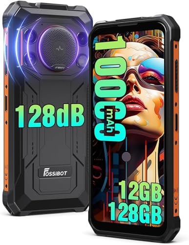FOSSiBOT F110L-10000mAh Android 15 Rugged smartphone, 128 dB Altoparlante Telefono indistruttibile, 12GB+128GB/2TB telefono da lavoro, Display grande da 6,745, 50MP Fotocamera AI Dual 4G SIM/IP68/69K