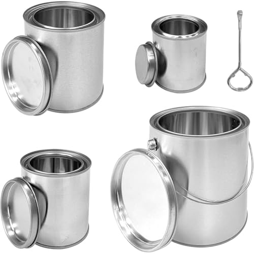 Tacdas Organisation de - Pack de 4 Pots de Peinture Vides avec Couvercles Hermétiques et Outil D'Ouverture pour les Peintres, Idéal pour les Projets DIY.