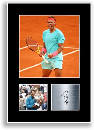 LJW Prints Rafael Nadal Tennisspieler-Champion, A4-Druck, signiertes Autogramm, Fotoposter, Geschenk für Tennis-Fans
