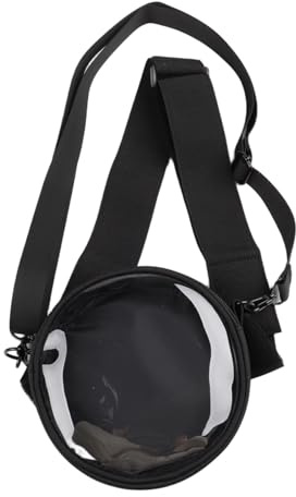 FUANA Portable CD Player Case with Clear Window, Storage Bag 6 Inch Players, Multiple Pockets Accessories, Adjustable Strap, Black