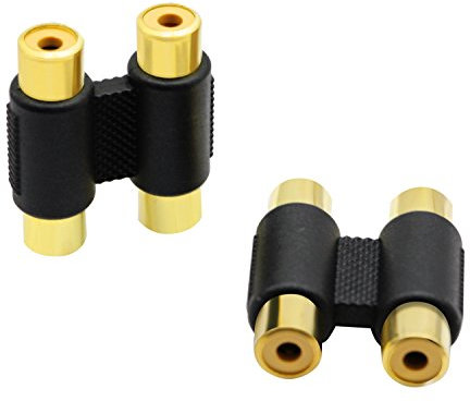 zdyCGTime Gold 2RCA zu 2RCA Adapter,vergoldete Audio-Video- RCA Weiblich auf RCA Weiblich Adapter A/V Joiner, Video- und Audio-Koppler, Metalladapter.(2-Pack)