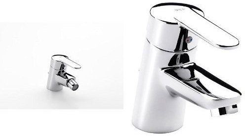 Roca Victoria A5A6125C00 - Grifo monomando bidé -N cromo + A5A3125C00 - Monomando De Lavabo Victoria