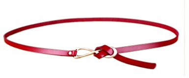 Ele Gens Damen Leder Schmal Gürtel Taillengürtel Hüftgürtel Belt (Rot)