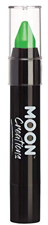 Moon Creations Crayones de pintura facial en barra | Pintura facial resistente al sudor y al agua | Sin crueldad | Para niños, adultos, disfraces, festivales, Halloween Verde 3.5g
