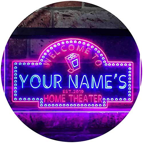 ADVPRO Personalized Your Name Est Year Theme Home Theater Cinema Dual Color LED Barlicht Neonlicht Lichtwerbung Neon Sign Rot & blau 400 x 300mm st6s43-ph2-tm-rb