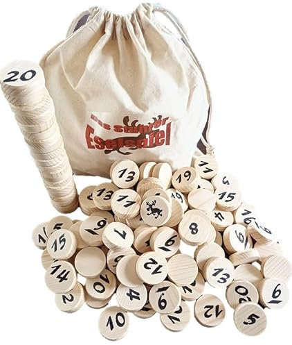 Das Stuhrer Eselspiel XXL in der Weihnachtsedition mit 121 Spielsteine und 6 Stapel ~ Familienspiel, Partyspiel, Lernspiel, Legespiel bis 10 Personen