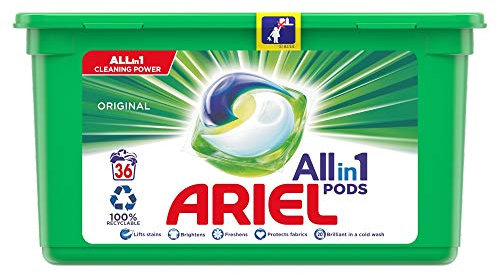 Ariel All-in-1 PODS, Washing Liquid Laundry Detergent Tablets 36 Washes, Original, Brilliant Stain Removal Even In A Cold Wash, Fresh Scent Of Clean
