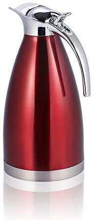 Tetera de café térmica de acero inoxidable Tetera de doble pared Jarra termo aislada al vacío Botella de té de café de agua caliente para el hogar(2L-rojo)