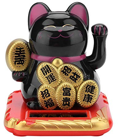 HERCHR Fortune Lucky Wealth Begrüßungskatze Solarbetriebene Süße Katze, Maneki Neko Fortune Cat, Glückliche Katze Solarbetriebene Mini Katzen Reichtum Nette Katze Mit Dem Winkenden Arm