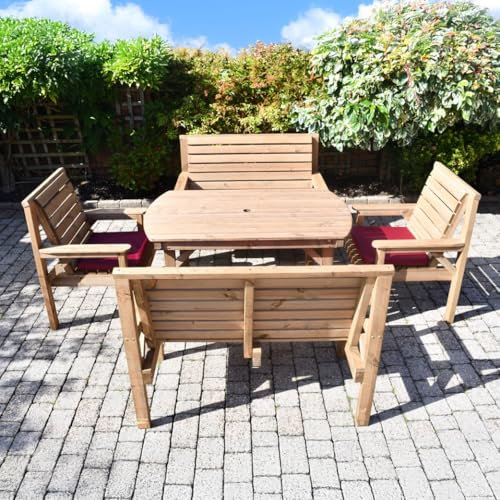 STAFFORDSHIRE GARDEN FURNITURE | WOODEN GARDEN SET | 4FT 6INCH GARDEN TABLE, TWO BENCHES & TWO CHAIRS | DELIVERED FULLY ASSEMBLED FURNITURE