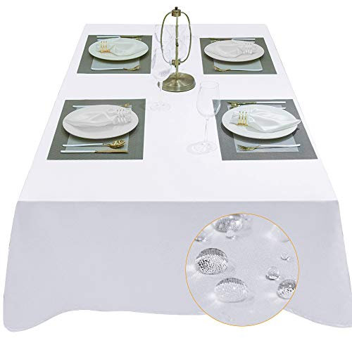 LUOLUO Tischdecke Damast tischdecke abwaschbar Tischtuch Tischwäsche Eckig Wasserdicht Tischdecke Weiß 140 x 240 cm