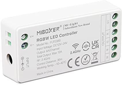 LIGHTEU®, Milight Miboxer 2,4 GHz RGBW RGB+weißer LED Streifen Controller DC12V/24V Ausgang max. 12A, FUT038S