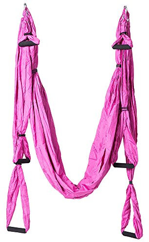 MINGPINHUIUS Aerial Yoga Swing Set, Swing Yoga, Yoga Hängematte Trapez Swing Trapez Yoga Kit, Flying Yoga Inversion Tool, Antigravity Decke Hanging Yoga Sling (Rosa)