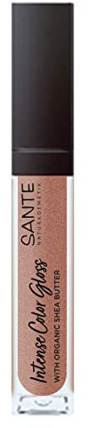 Sante Naturkosmetik Natürlicher Lipgloss mit glänzendem Finish, Mit Sheabutter für gepflegte Lippen, Intense Color Gloss, Nr. 01 Glistening Nude, 1 x 5,3 ml