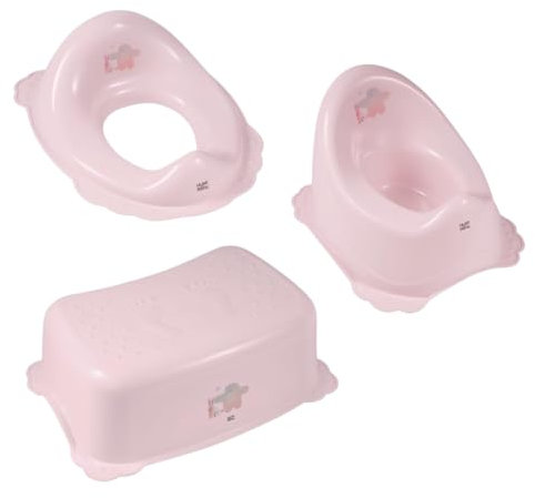 Hylat Baby 3in1 Töpfchen-Set für Kinder - Toilettensitz, Tritthocker & Töpfchen - Kindertoilette fürs WC-Training - Sicher & Komfortabel Farbe - Rosa, Motiv - Friends