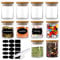 HEFTMAN Lot de 10 pots à épices en verre borosilicate avec couvercles en bambou et joint hermétique pour épices, herbes, thé, café, riz – Pots à épices de cuisine avec étiquettes et stylo