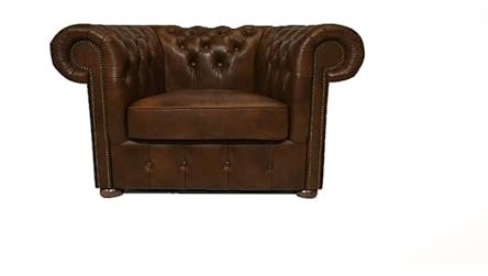 Chesterfield Sessel Class Leder | 2 bis 4 Wochen Lieferzeit (Cloudy Light Braun)