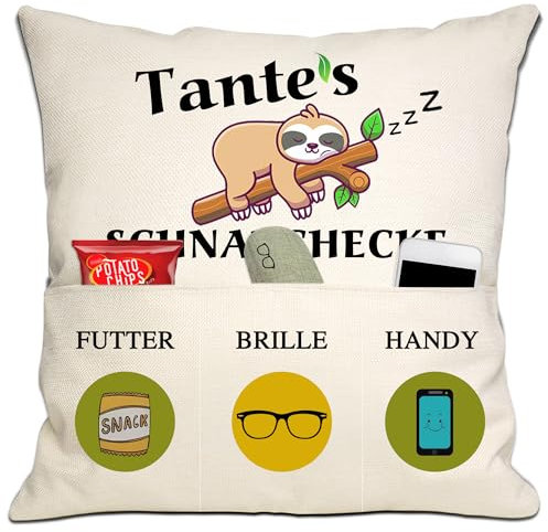 Bommex Lustige Tante Geschenk von Nichte Neffe - Schnarchecke Kissenbezug 18x18 Zoll Mit 3 Taschen für Geburtstag