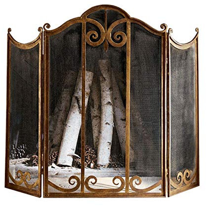 ONWEE Parascintille per caminetto, griglia parascintille in Ferro con Finitura Bronzo, parascintille per caminetto e Stufa, parascintille Indipendente per caminetto - 45×35,4 Pollici Vision