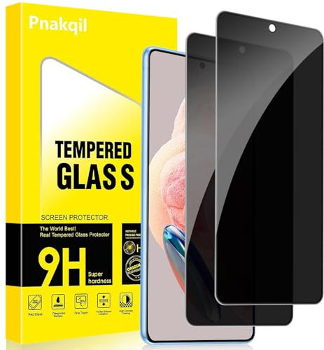 Pnakqil Protector Pantalla de Privacidad para Xiaomi Redmi Note 12S 4G Cristal Templado,Vidrio Película Antiespia Anti-Spy,Dureza 9H Antiarañazos Sin Burbujas Privacy Screen Protector,2 Unidades
