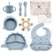 Lucky Koala® Coffret Repas Bébés en Silicone I Assiette et Bol avec Ventouse, Bavoir, Tasse et Cuillères d'apprentissage, Anneau Dentition I Qualité Alimentaire I Sans BPA I Coffret Cadeau
