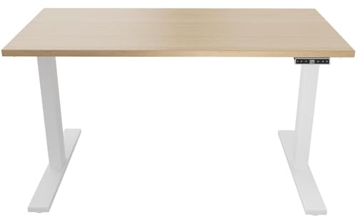Höhenverstellbarer Schreibtisch E-WonderTech, EWT251406018, Platte 018 Kendal Eiche, Gestell 396 weiß, H 630-1280 x B 1400 x T 600