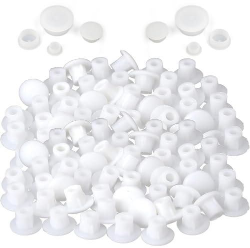 120PCS Screw Hole Covers - Plastic Plugs for Holes, White Screw Caps in 4 Sizes (5mm, 6mm, 8mm, 10mm), Durable Screw Covers for Furniture, Doors, Cabinets, and Shelves