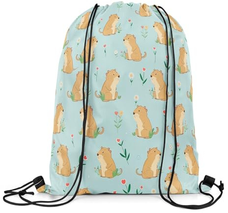 Homewish Hamster Kordelzug Rucksack, Kawaii Rote Herz Blume Kordelzug Taschen, Fantasy Braune Maus Stil Niedliche Tier Draw String Back Tasche, Daisy Grass Meerschweinchen String Rucksack, Blau