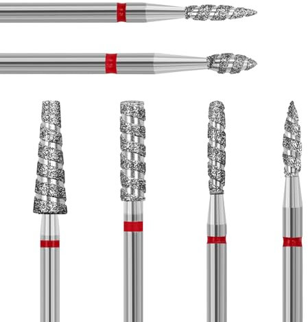 ANRUI Nagelfräser Aufsätze, 6 Stk Diamant Hartmetal Nagelfräser Bits mit Diamant-Spiralnuten, 3/32 Zoll Fräser Aufsätze für Nagelvorbereitung, Entfernung der Nagelhaut und Abgestorbener Haut, Fein