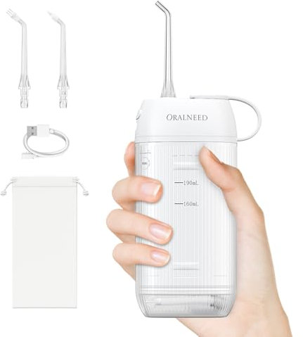 Oralneed Mini Portable Munddusche, Magnetisch aufgeladen Oral Irrigator, Retractable Water Reservoir, 3 Modi, IPX7 Waterproof Oral Water Flosser, Geeignet für Zuhause und Reisen