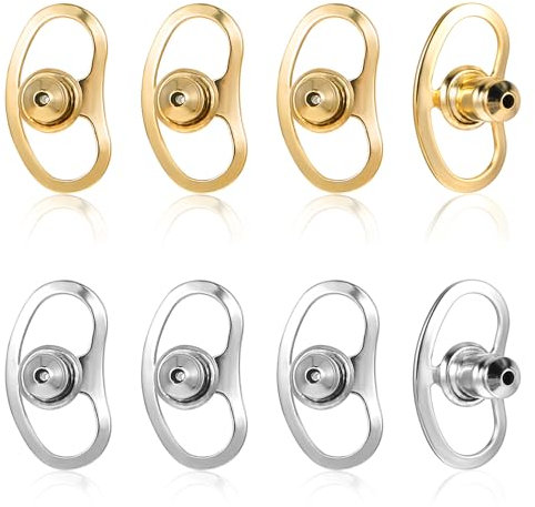 Mabor Ohrring Verschluss,8 Stück Ohrstecker Verschluss Gold für Hängeohren Ohrringverschlüsse für Hängeschmuck Gold Ersatzohrringe Große Ohrstecker und Schwereohrringe