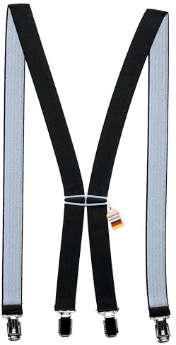 Zukunftsenkel Hosenträger 4 Starke Clips X-Form 2,5cm Breite Herren Damen Skihose Arbeitshose Verstellbar und Elastisch Fasnacht H-Form (Schwarz)