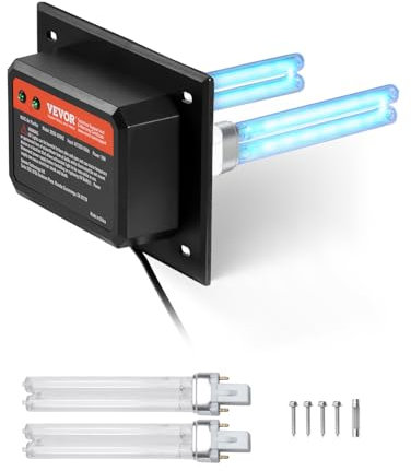 VEVOR Purificador de Aire HVAC para Toda la Casa, 18 W, Luz Ultravioleta para Conducto de Aire Acondicionado, con 2 Bombillas de Repuesto, para Sistemas de Aire Acondicionado, 175 x 126 x 217 mm