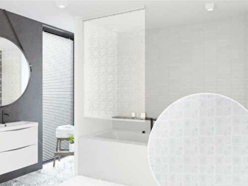 KS Handel 24 HALB-Kassetten DUSCHROLLO 60x240 cm PEVA 3D Optik Quadro TRANSPARENT Optik! Shower Rollo Curtain!