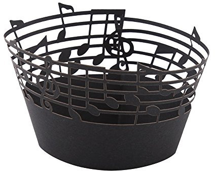 Delaman Cupcake Wrappers Muffinförmchen Cupcake Formen Musik Noten, Papierkuchen Muffin backen für Romantische Party Hochzeit 50 Stück Schwarz