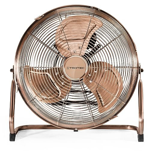 TROTEC Bodenventilator TVM 13 – 44 Watt, Neigungswinkel 100°, 3 Stufen, Ø 35 cm, kippfester Stand, leise, Kupfer