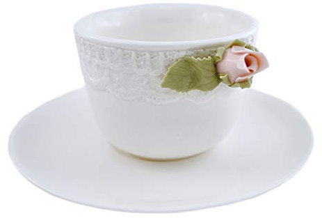 Tazza Da Caffe Hervit Modello Romance Con Piattino Porcellana Degustazione Manico A Rosa Regalo Nozze 18749