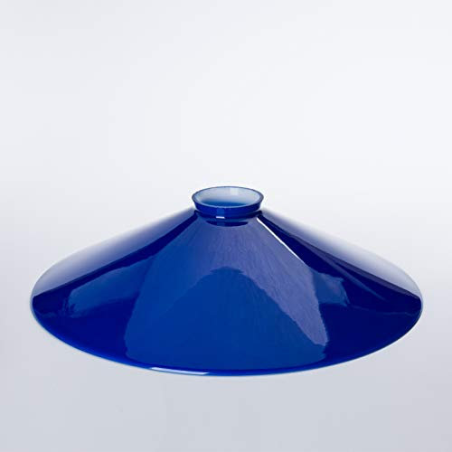 Lampenschirm Glasschirm Schusterschirm Blau glänzend Ø 30cm mit Rand für E27 Fassung