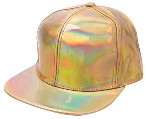 TUDUZ Snapback Cap Hip Hop Mütze Baseball Kappe für Herren und Damen Lackleder Einfarbig Adjustable Hut Straße Stil Baseball Caps(,Gold)