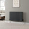 DuraTherm® 600 x 912mm Anthracite Grey Horizontal Designer Radiator Double Column Flat Panel Modern Central Heating Panels Bathroom Radiators