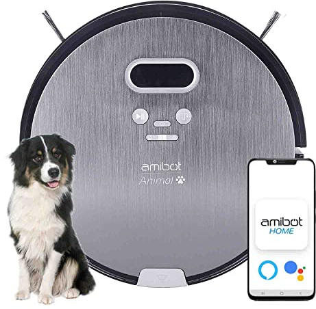 AMIBOT Animal Premium H2O Connect - Robots Aspirateurs et laveurs connecté iOS/Android spécial Poils d'animaux