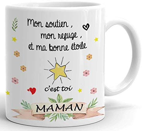 L'Esprit Des Anges Tasse-Mug Maman Ma Bonne Étoile - Idée Cadeau Maman Original Anniversaire Fête de Mères Noël
