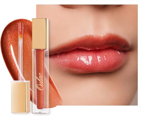 Oulac Orange Gloss à Lèvres Pailleté - Gloss Transparent Hydratant Rouge à Lèvres Liquide | Huile a Levre Brillant Lip Oil - Enrichi en Extrait de Rose | Formule Vegan - 4,5ml, Rose Corail (05)