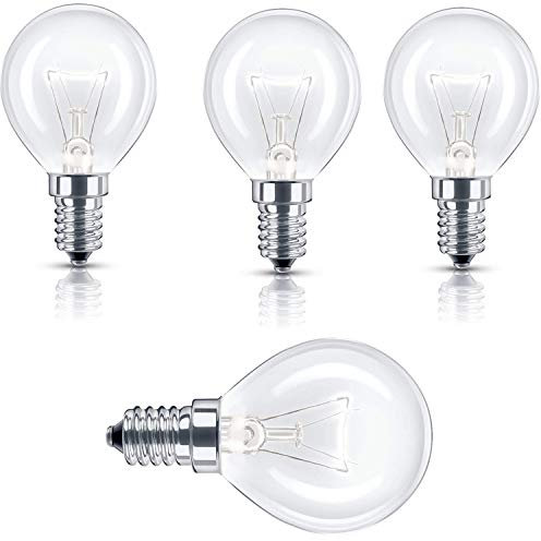 UTIZ 4 x Oven 40w Lamp SES E14 Small Screw Cap GLS 300° 240V Cooker Light Bulb Fits AEG/Bosch/Siemens/Neff/Hotpoint Pack of 4 Up to 300c Heat