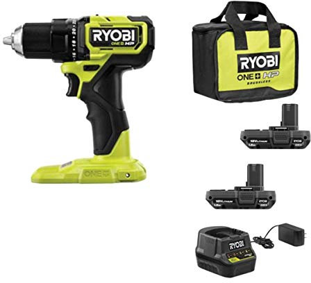 RYOBI ONE+ HP 18V Brushless Cordless Compact 1/2 in. Drill/Driver Kit with (2) 1.5 Ah Batteries, Charger and Bag