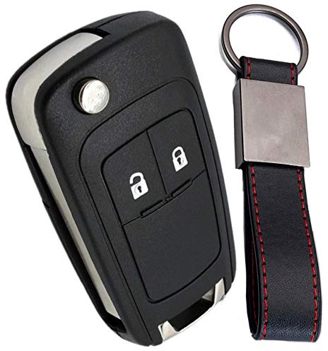 custodia di ricambio per chiave con telecomando con 2 o 3 pulsanti, compatibile con Opel, Chevrolet, Buick, Astra, Insignia, Vectra, Zafira, Meriva, Mokka, (Con 2 pulsanti + logo + Portachiavi)